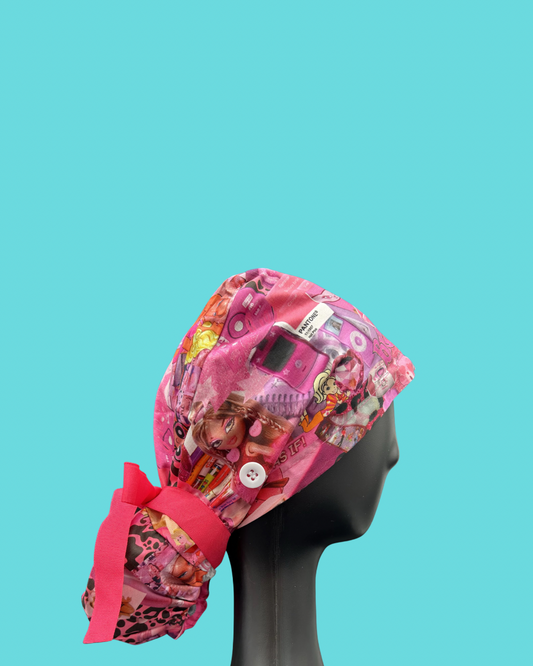 Long Pink “Bratz” Medical Cap