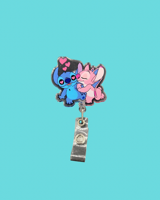 “Blue & Pink Stitch” Badge Reel